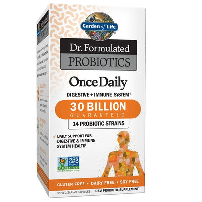 Dr. Formulated Probiotics Once Daily Acidophilus Probiotic with Daily Support for Digestive and Immune Health - Gluten Free, Dairy Free, Soy Free Probiotics 30 Ct Vegetarian Capsules